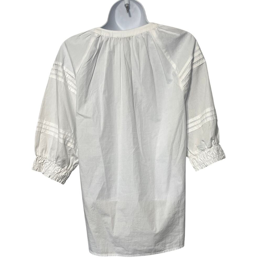Chico’s White V-Neck Short Sleeve Cotton Poplin Top Peasant Style Size 2 US 8 - Picture 3 of 7